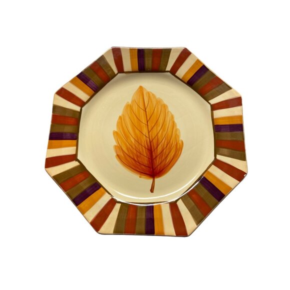 Sweet Olive Designs Lisa Levy Fall Leaf Octagonal Plate 10.5 in Microwave Safe - Picture 3 of 6